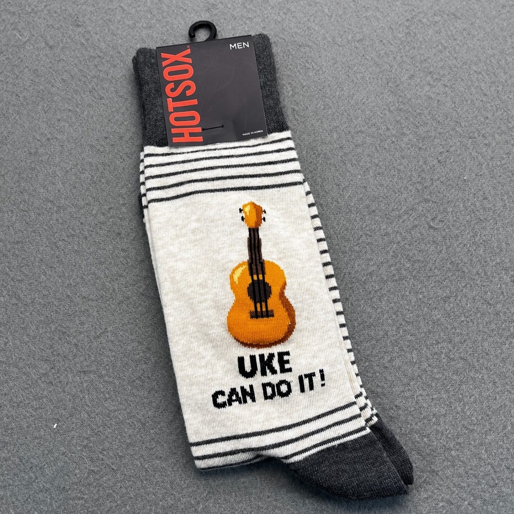 HOTSOX Men's Uke Can Do It Ukulele Graphic Crew Socks‎